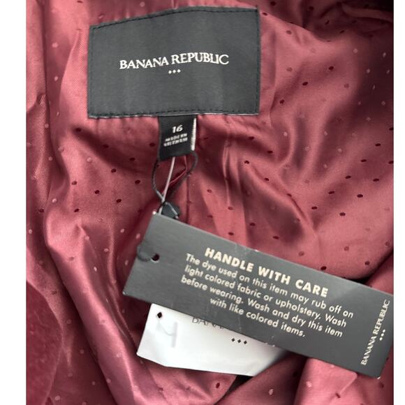 Banana Republic Plus Alyse Velvet Blazer Red Madder Size 16 - Picture 12 of 13